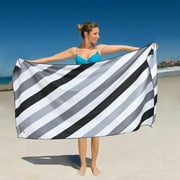 Whale Flotilla Oversized 35x70 Quick Dry Beach Towel, Microfiber Sand Free Beach Towels, Extra Large Compact Pool Travel Towel, Black