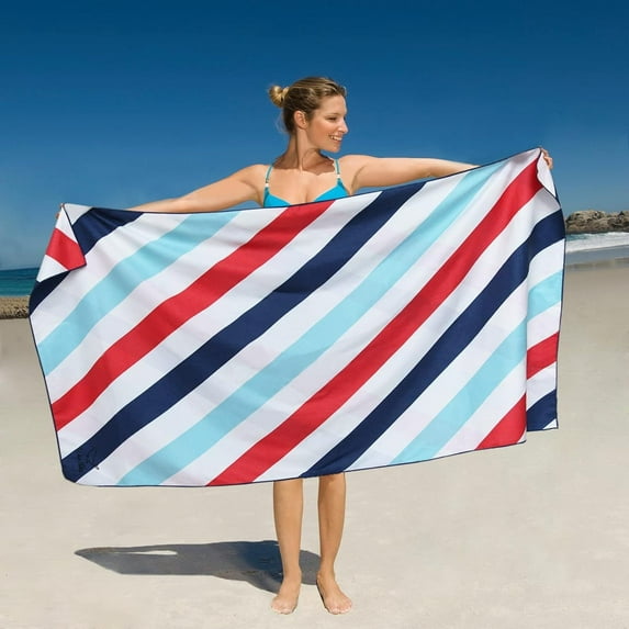 Whale Flotilla Oversized 35"x70" Quick Dry Beach Towel, Microfiber Sand Free Beach Towels, Extra Large Compact Pool Travel Towel, Navy