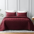 thumbnail image 1 of Whale Flotilla Quilt Set King Size, Soft Microfiber Lightweight Bedspread Coverlet Bed Cover (Wave Pattern) for All Seasons, Red, 3 Pieces (Includes 1 Quilt, 2 Shams), 1 of 8