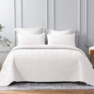 Whale Flotilla Quilt Set King Size, Soft Microfiber Lightweight Bedspread Coverlet Bed Cover (Wave Pattern) for All Seasons, White, 3 Pieces (Includes 1 Quilt, 2 Shams)