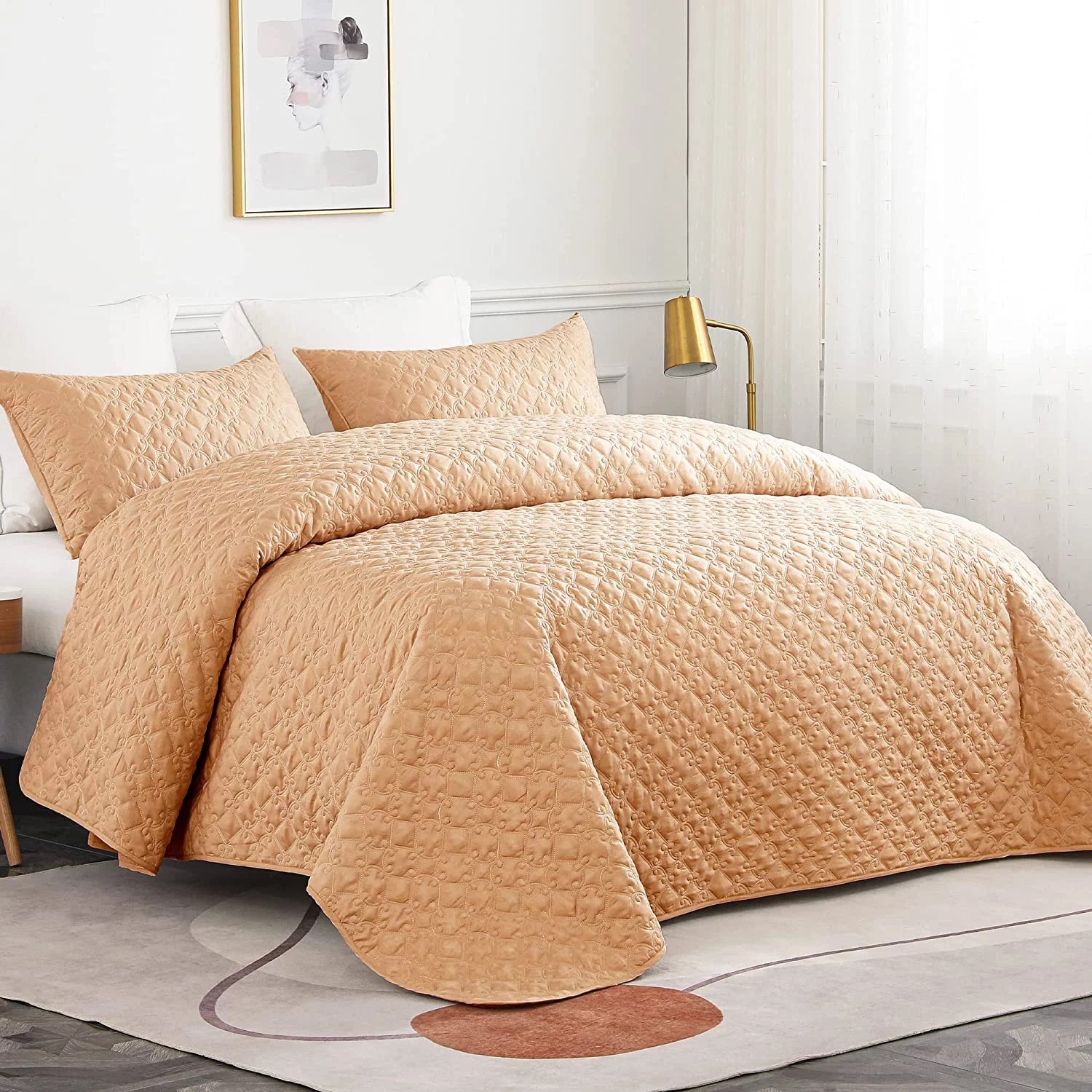 JML 3 Piece Quilt Set Queen Size,Soft Microfiber Lightweight Coverlet