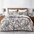 thumbnail image 1 of Whale Flotilla Reversible Paisley Quilt Set Queen Size, Lightweight Boho Printed Bedspreads Coverlets Quilts Bedding Set with 2 Pillow Shams for All Seasons, Bone/Grey, 1 of 7