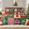 thumbnail image 1 of Whale Flotilla Reversible Patchwork Quilts Twin Size, Lightweight Boho Printed Bedspreads Coverlets Quilt Bedding Set with 1 Pillow Shams for All Seasons, Happy Christmas, 1 of 6
