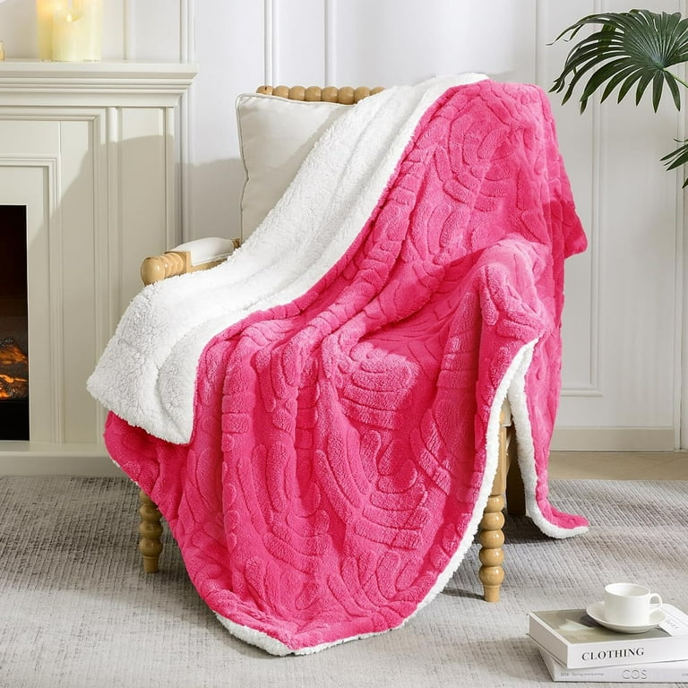 Whale Flotilla Sherpa Fleece Throw Blanket for Couch Reversible Lightweight Blankets Warm Plush Bed Blanket for Winter Ultra Soft with Decorative Jacquard Pattern 50x70 Inch Hot Pink Walmart