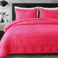 thumbnail image 1 of Whale Flotilla 3-Piece Queen Size Quilt Set for All Season, Classic Geometric Pattern Bedding Set with 2 Pillow Shams, Soft and Lightweight, Hot Pink, 1 of 9