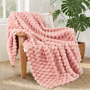 Whale Flotilla 50"x60" Throw Blanket for Couch with Expanded 3D-Jacquard Pattern, Fuzzy Soft Cozy Exquisite Blankets or All Season, Warm and Fluffy, Pink
