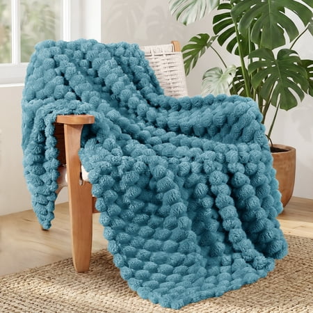 Whale Flotilla 50"x60" Throw Blanket for Couch with Expanded 3D-Jacquard Pattern, Fuzzy Soft Cozy Exquisite Blankets or All Season, Warm and Fluffy, Slate Blue