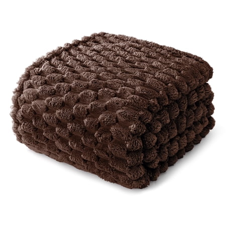 Whale Flotilla 60"x 80" Twin Size Blanket for Bed with Expanded 3D-Jacquard Pattern, Fuzzy Soft Cozy Exquisite Blankets or All Season, Warm and Fluffy, Coffee