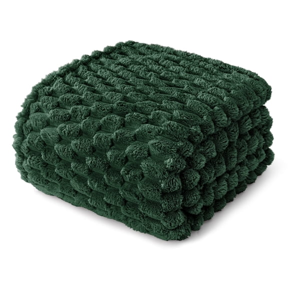 Whale Flotilla 60"x 80" Twin Size Blanket for Bed with Expanded 3D-Jacquard Pattern, Fuzzy Soft Cozy Exquisite Blankets or All Season, Warm and Fluffy, Emerald Green