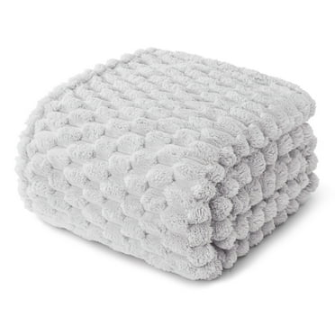 Whale Flotilla Twin Size Blanket for Bed with Expanded 3D-Jacquard Pattern, Fuzzy Soft Cozy Exquisite Blankets or All Season, Warm and Fluffy, 60x80 Inch, Light Grey