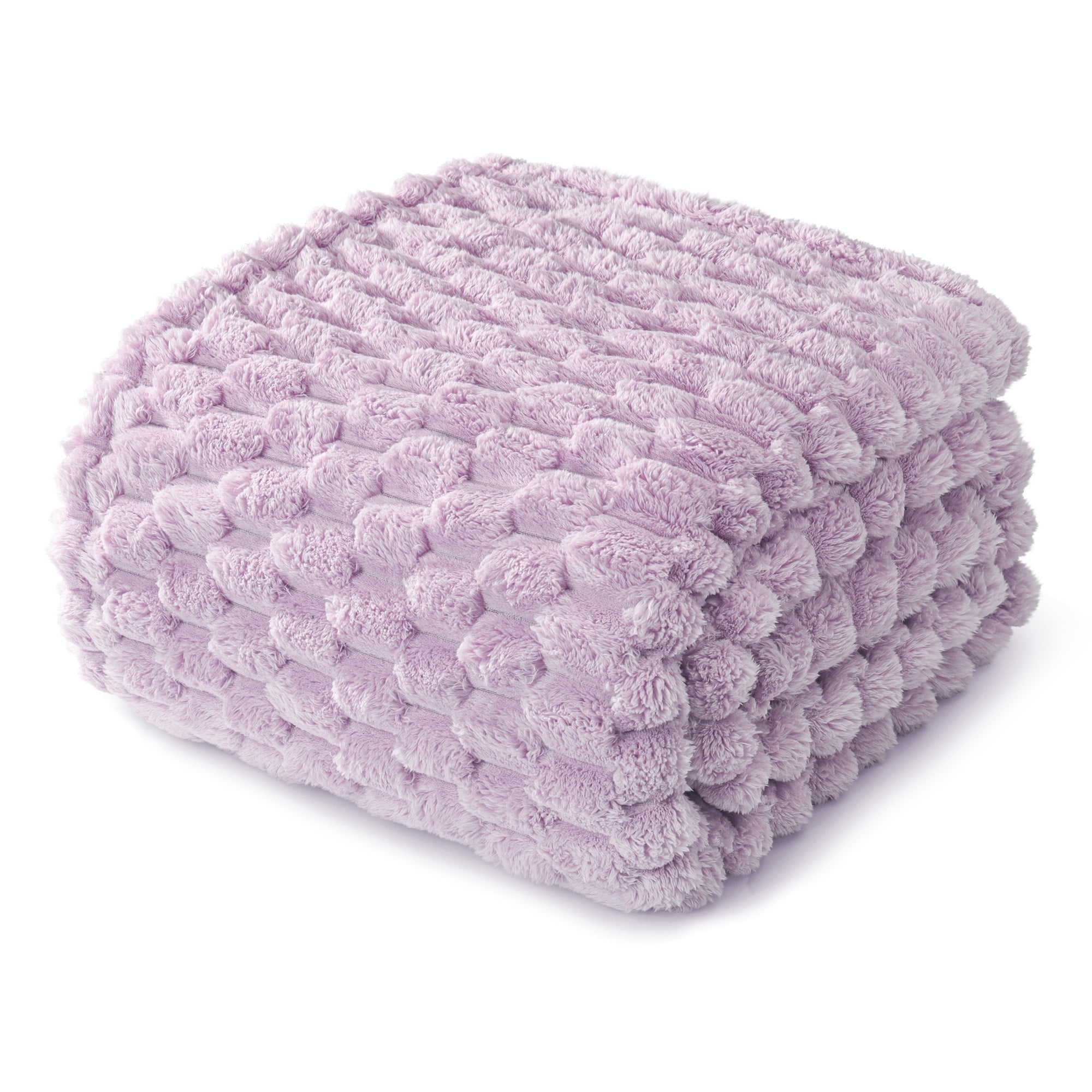 Whale Flotilla 60"x 80" Twin Size Blanket for Bed with Expanded 3D-Jacquard Pattern, Fuzzy Soft Cozy Exquisite Blankets or All Season, Warm and Fluffy, Lilac