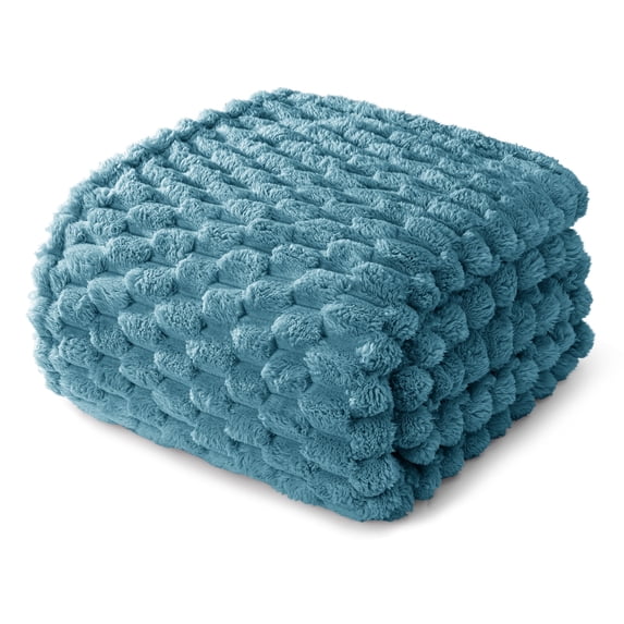 Whale Flotilla 60"x 80" Twin Size Blanket for Bed with Expanded 3D-Jacquard Pattern, Fuzzy Soft Cozy Exquisite Blankets or All Season, Warm and Fluffy, Slate Blue