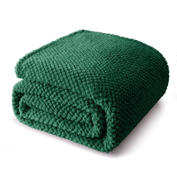 Whale Flotilla Twin Size Fuzzy Fleece Blanket, 60"x80" Fluffy Lightweight Soft Jacquard Bed Blankets for All Seasons, Warm and Cozy, Deep Green
