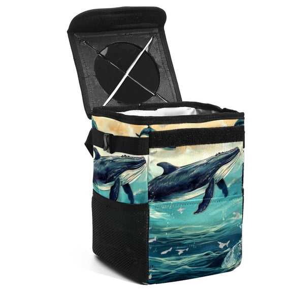 Whale Foldable Car Trash Can with Lid and Leak-Proof Hanging Storage Bag - Car Garbage Can, Car Trash Can, Trash Can for Car
