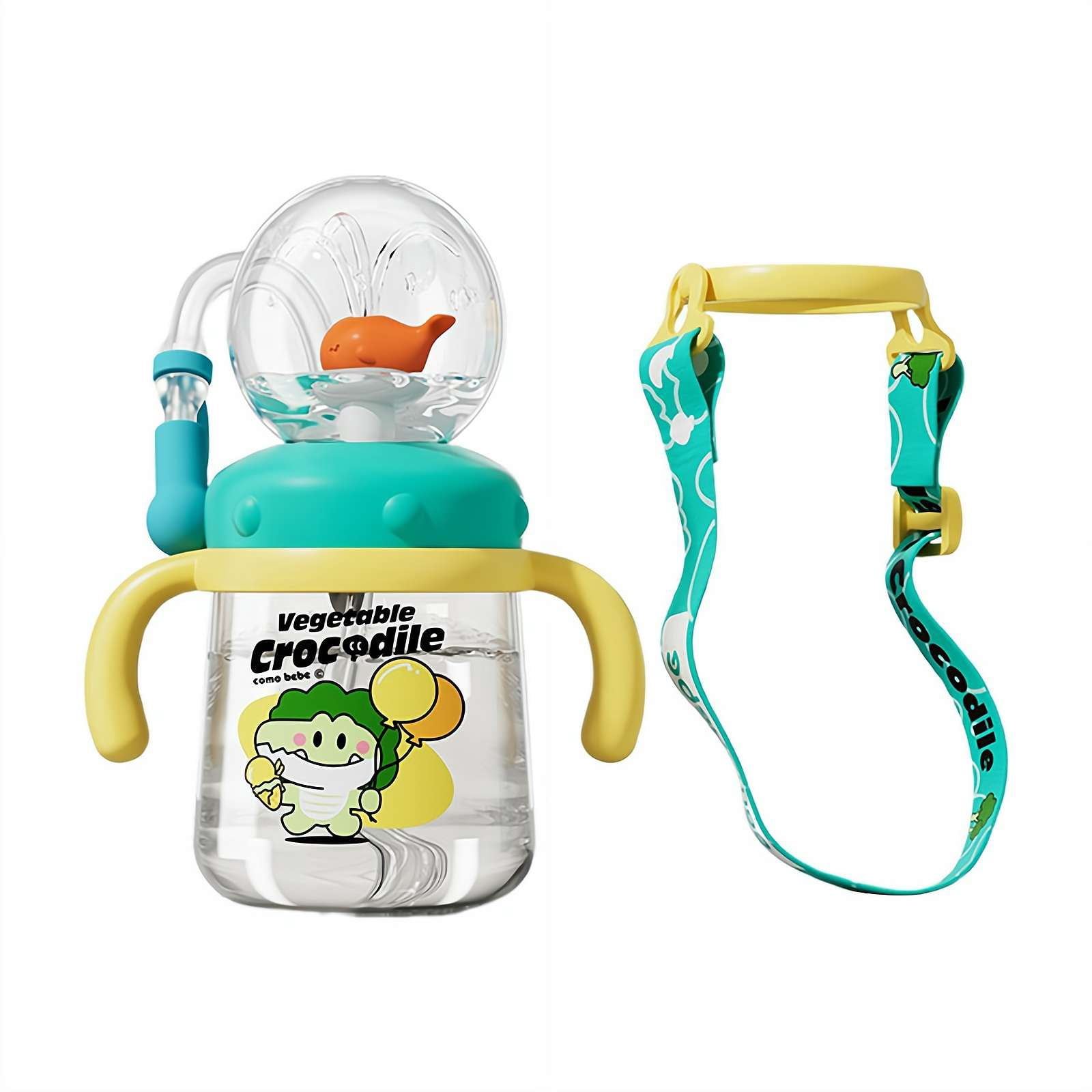 Whale Fountain Tumbler, Spill Proof Straw Cups, Interactive Baby Water Cup for Toddlers Children