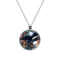thumbnail image 1 of Whale Glass Design Circular Pendant Necklace - Elegant Jewelry Piece, 1 of 5