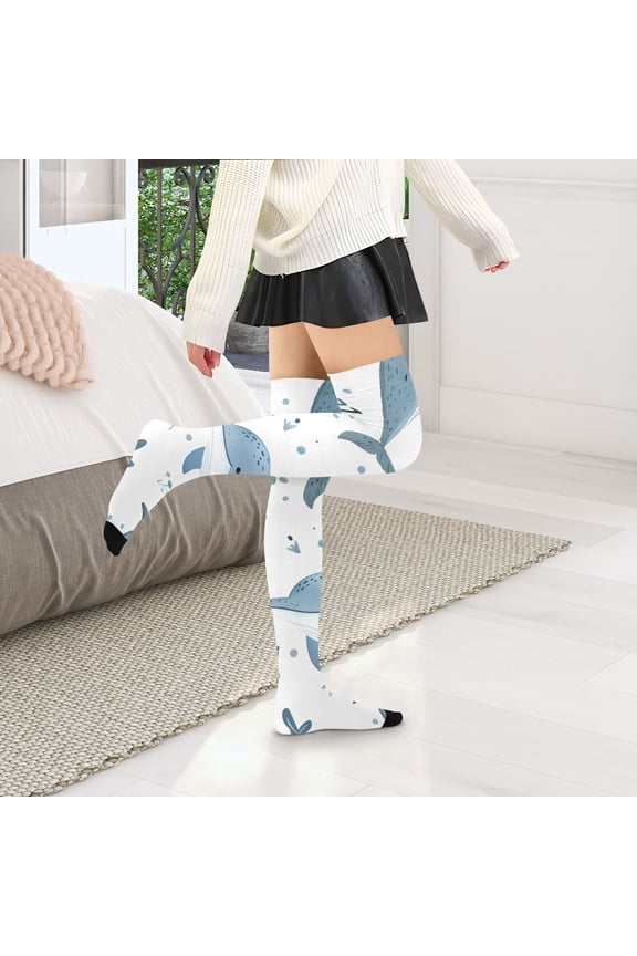 Whale Grass Womens Thigh High Stocks Over Knee High Socks Thigh Tigh Boot Stockings