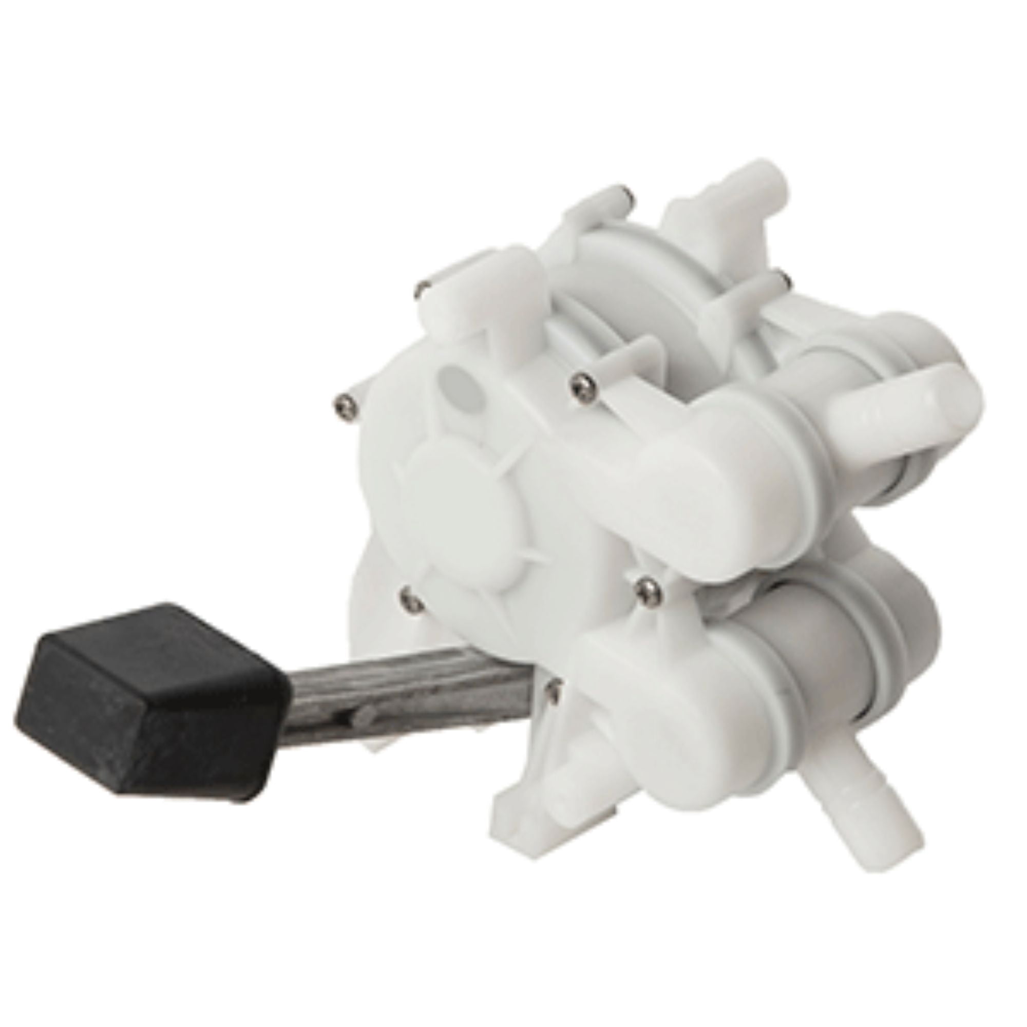 9" White and Black Whale Gusher Foot Operated Galley Pump Right-Handed Lever
