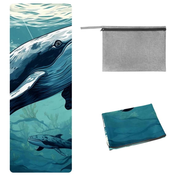 Whale Gym Towel Yoga Blanket with Storage Bag, 72.8"x26.8", Suitable for Yoga, Pilates, Fitness, Etc.