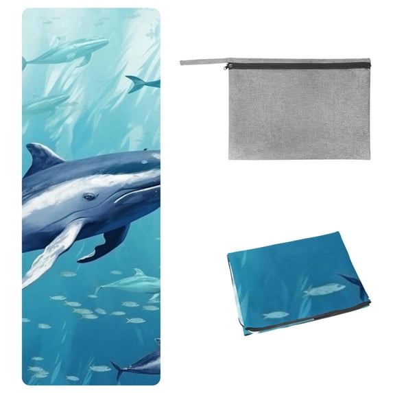 Whale Gym Towel with Storage Bag, 72.8"x26.8", Suitable for Yoga, Pilates, Fitness, etc. - Yoga Mat Towel, Yoga Blankets, Yoga Blanket