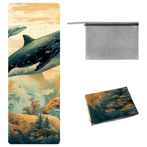 Whale Gym Towels with Storage Bag, 72.8"x26.8" - Suitable for Yoga, Pilates, Fitness, etc. - Hot Yoga Towel and Yoga Mat Towel Included