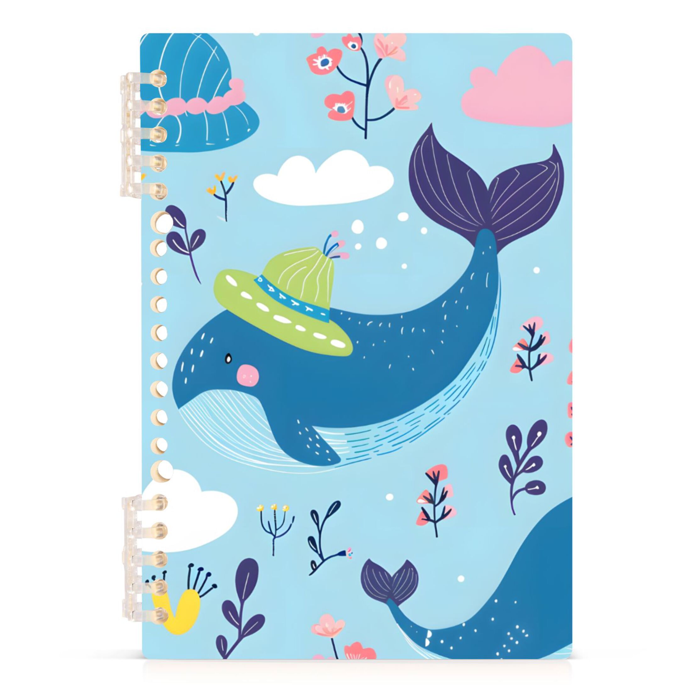 Whale Hats Plants Ring Binder Notebook Journey Note Diary College Ruled ...