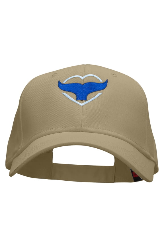 Whale Heart Embroidered Low Profile Cap - Khaki OSFM