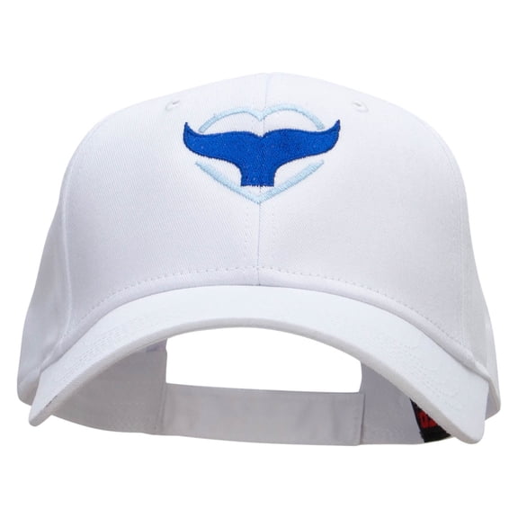 Whale Heart Embroidered Low Profile Cap - White OSFM