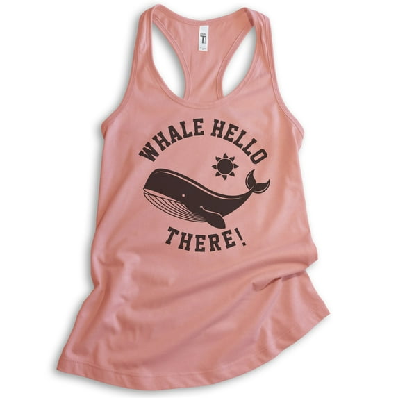 Whale Hello There Tank Top, Ladies Racerback Tank Top, Whale Tank, Animal Pun Tank, Desert Pink, Large
