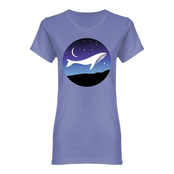 Whale In The Night Sky Shaped T-Shirt Women -Image by Shutterstock, Female Medium