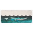 thumbnail image 1 of Whale Kitchen Mat, Huge Whale Swimming Under the Ocean near an Palm Island with Wooden Skull Art, Plush Decorative Kitchen Mat with Non Slip Backing, 47" X 19", Green and Blue, by Ambesonne, 1 of 1