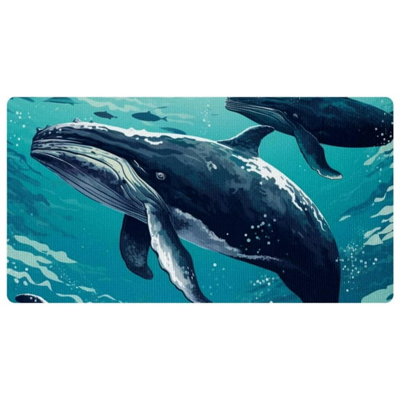 Whale Kitchen Mat, Kitchen Rug, Comfort Standing Desk Mat, Kitchen Floor Mat Non-Skid & Washable for Home, Office