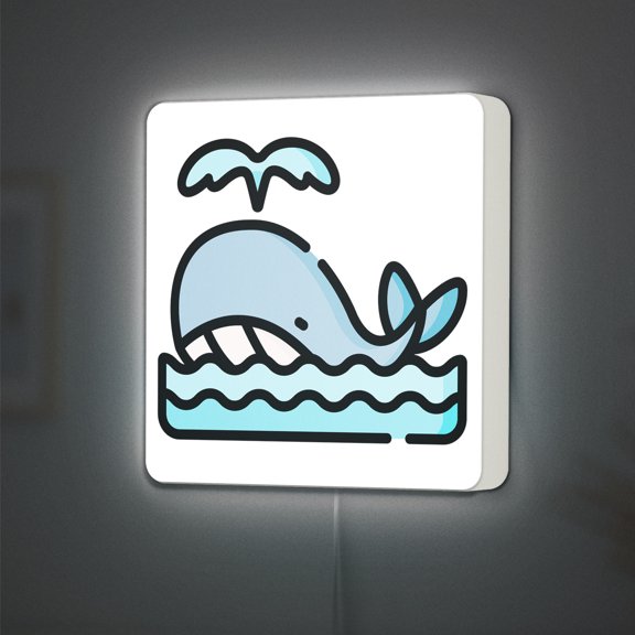 Whale LED Lightbox - Aquatic Tail Sea Life Mammal Decor, Custom Led Sign for Home Office Shop Decor (Width 16 inch, 40cm)