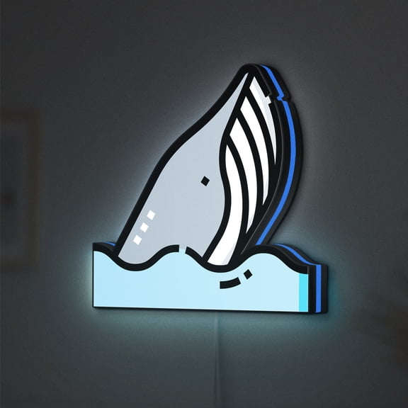 Whale LED Lightbox - Marine Aquatic Sea Life Mammal Decor, Custom Led Sign for Home Office Shop Decor (Width 8 inch, 20cm)