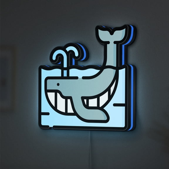 Whale LED Lightbox - Sea Animal Fauna Zoology Decor, Custom Led Sign for Home Office Shop Decor (Width 8 inch, 20cm)