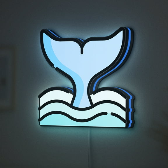 Whale LED Lightbox - Sea Aquatic Tail Wildlife Decor, Custom Led Sign for Home Office Shop Decor (Height 16 inch, 40cm)