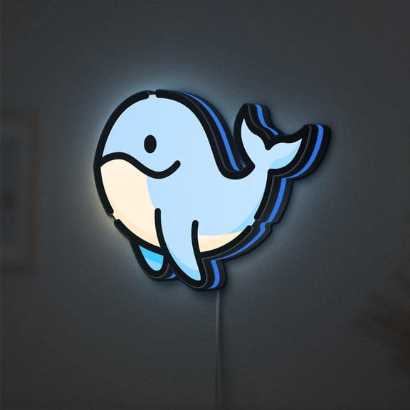 Whale LED Lightbox - Zoo Marine Mammal Wildlife Decor, Custom Led Sign for Home Office Shop Decor (Width 8 inch, 20cm)
