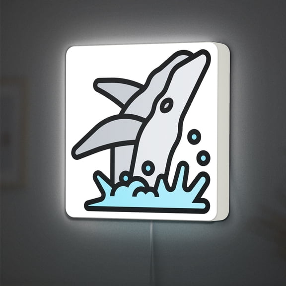 Whale LED Lightbox - Zoo Wild Marine Mammal Decor, Custom Led Sign for Home Office Shop Decor (Width 16 inch, 40cm)