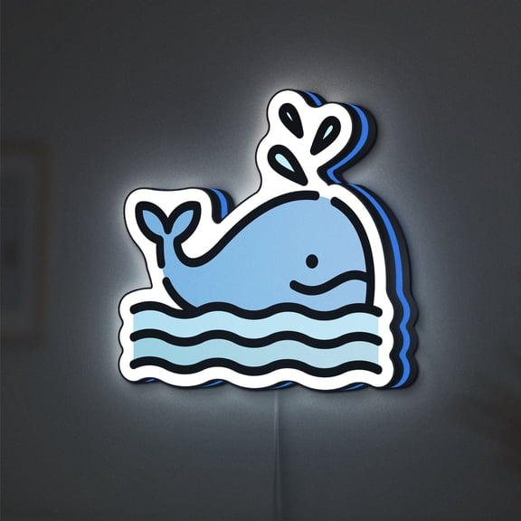 Whale LED Lightbox - Zoo Wildlife Sea Life Decor, Custom Led Sign for Home Office Shop Decor (Height 8 inch, 20cm)