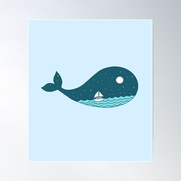 Whale Landscape Poster Wall Art, Modern Wall Decor For Living Room Bedroom, 12x18 UNFRAMED