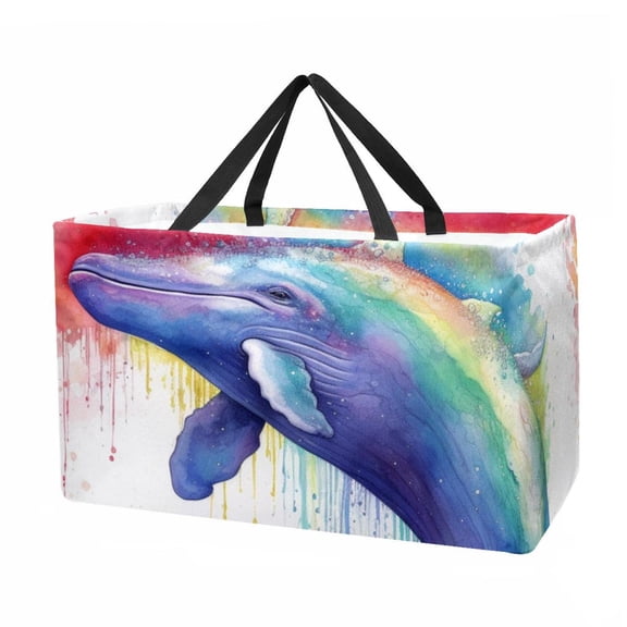 Whale Large Capacity Reusable Oxford Cloth Grocery Baskets: Foldable Toy Basket, Storage Bag, Easter Basket