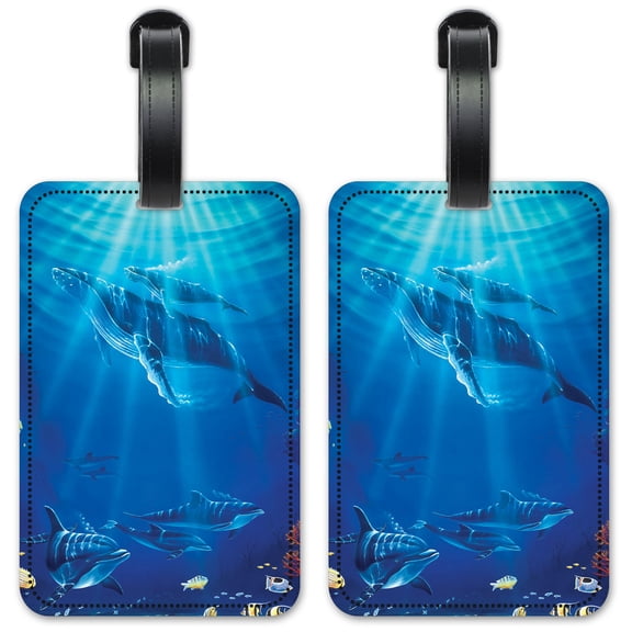 Whale - Luggage ID Tags / Suitcase Identification Cards - Set of 2