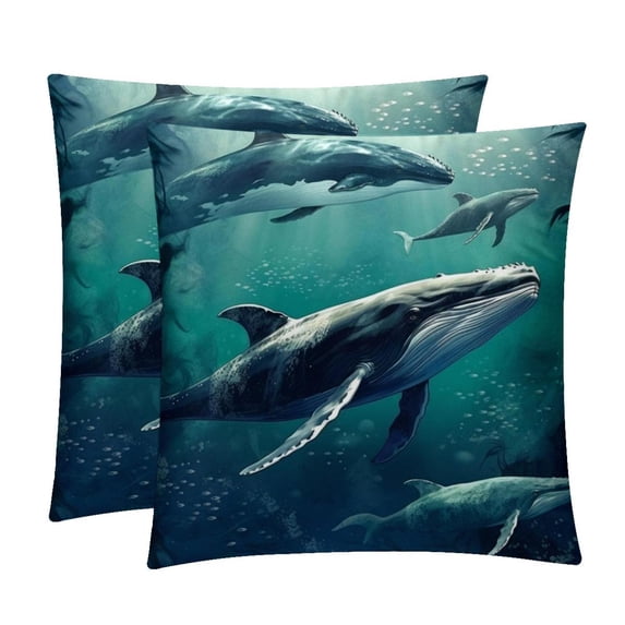Whale Luxurious Velvet Throw Pillow Inserts with Unique Patterns - Set of 2 (16x16, 18x18, 20x20 Inches) for Bed, Chair Pillow Covers for Any Occasion