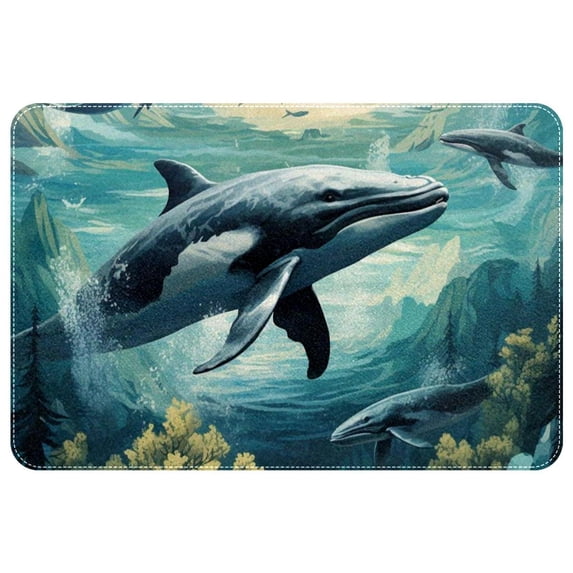 Whale Machine Washable Non-Slip Polyester Floor Mat Door Mat Kitchen Mat