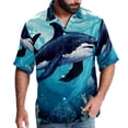 thumbnail image 1 of Whale Men's Casual Printed Poplin Short Sleeve Button Down Beach Shirt with Spread Collar Top, 1 of 6