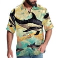 thumbnail image 1 of Whale Men's Hawaiian Shirt, Button Down Poplin Short Sleeve Casual Summer Beach Printed Unisex Shirts, 1 of 6