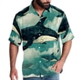 thumbnail image 1 of Whale Men's Printed Button Down Short Sleeve Casual Summer Beach Shirt - Unisex, 1 of 6
