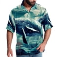 thumbnail image 1 of Whale Men's Short Sleeve Hawaiian Print Button Down Beach Shirt, 1 of 6