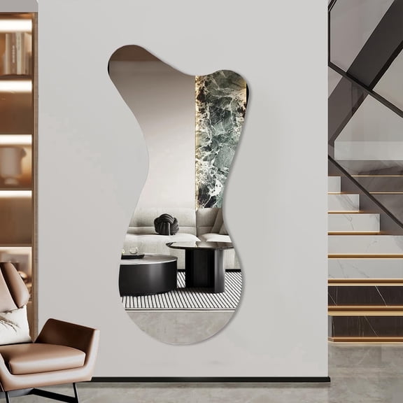 Whale Mirror 44x21 inch Irregular Wall Mirror, Wall Decorative Mirror, Bedroom Living Room Bathroom Wall Mirror