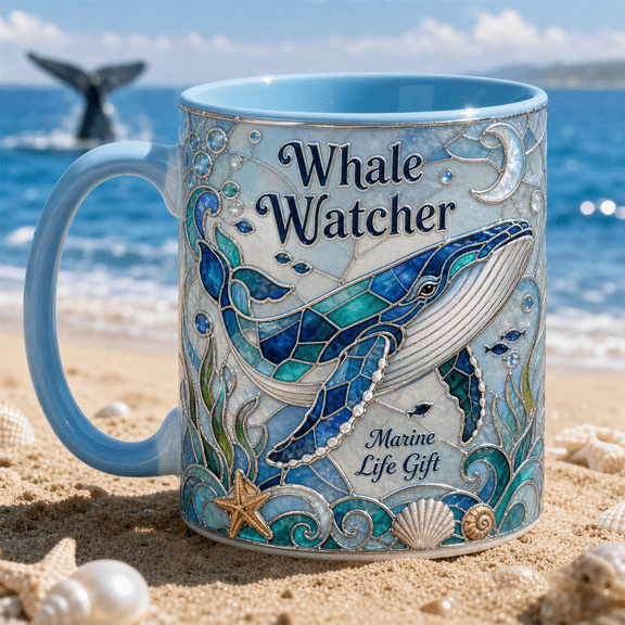 Whale Personalized Ceramic Mugs Marine Wildlife Gift Ocean Lover 11oz 15oz